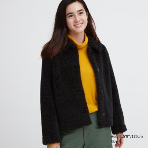 Chaquetas Uniqlo Pile Lined Fleece Jacket Mujer Negras | 785-ZSILHW