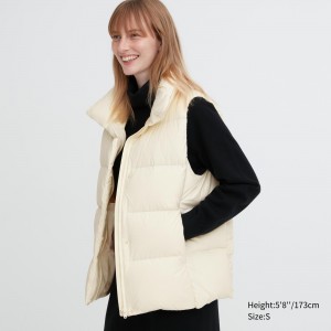 Chaquetas Uniqlo Powder Soft Down Vest Nanodesign Mujer Blancas | 498-VZBODM