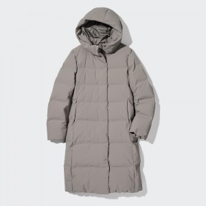 Chaquetas Uniqlo Seamless Down Long Coat Mujer Gris | 209-VPOGZS