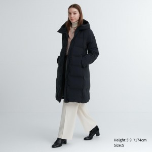 Chaquetas Uniqlo Seamless Down Long Coat Mujer Negras | 012-DMKSEZ