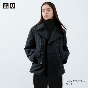 Chaquetas Uniqlo Short Padded Pea Coat Mujer Negras | 473-AEONMF