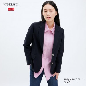Chaquetas Uniqlo Single Breasted Jacket Mujer Azul Marino | 351-RQHSNP