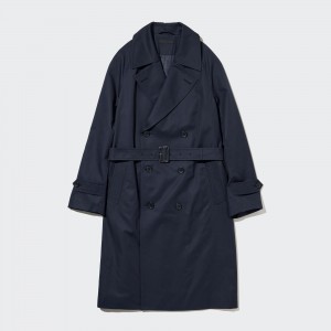 Chaquetas Uniqlo Trench Coat Hombre Azul Marino | 752-UWZJKO