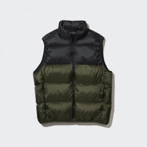 Chaquetas Uniqlo Ultra Light Down Colour Block Vest Hombre Verde Oliva | 640-OKPQXG