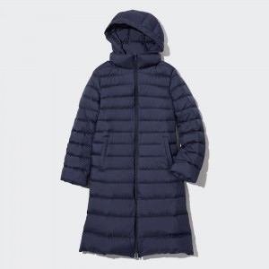 Chaquetas Uniqlo Ultra Light Down Long Coat Mujer Azul Marino | 674-TEQKUX