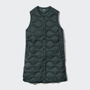 Chaquetas Uniqlo Ultra Light Down Long Vest Mujer Verde Oscuro | 037-NJUQZM