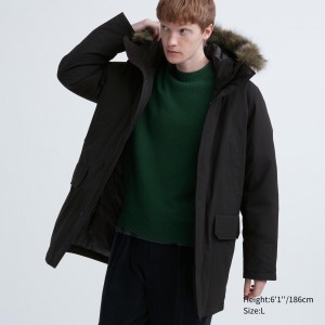 Chaquetas Uniqlo Ultra Warm Hybrid Down Coat Hombre Negras | 907-QBATSJ