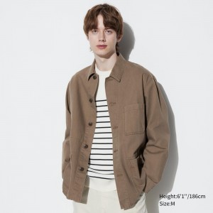 Chaquetas Uniqlo Utility Jacket Hombre Marrones | 472-PXVSWR