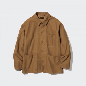 Chaquetas Uniqlo Utility Jacket Hombre Marrones | 136-QFNEPV