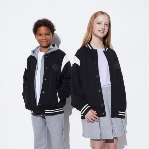 Chaquetas Uniqlo Varsity Jacket Niños Negras | 436-LKJTUW