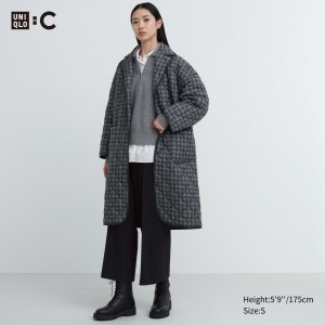 Chaquetas Uniqlo Warm Padded Oversized Coat Mujer Gris | 801-UMEAJP