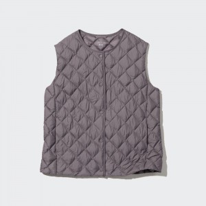Chaquetas Uniqlo Warm Padded Quilted Vest Mujer Gris | 781-NHSXWE