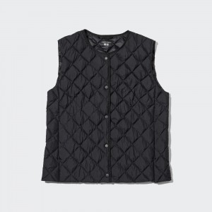 Chaquetas Uniqlo Warm Padded Quilted Vest Mujer Negras | 103-MLWUTK