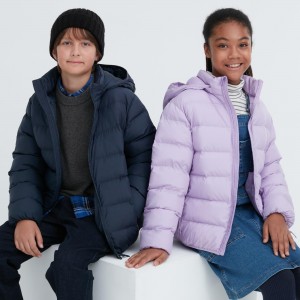 Chaquetas Uniqlo Warm Padded Washable Hooded Parka Water Repellent Niños Azul Marino | 813-LMWDON
