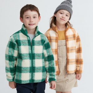 Chaquetas Uniqlo Windproof Fleece Printed Jacket Niños Verde | 597-CBGUOT