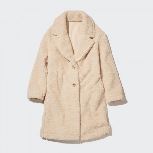 Chaquetas Uniqlo Windproof Outer Fleece Tailored Coat Mujer Beige | 358-SKBMYZ