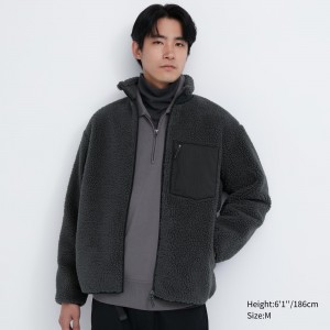 Chaquetas Uniqlo Windproof Outer Fleece Jacket Hombre Gris Oscuro | 165-VDFXML