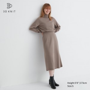 Falda Uniqlo 3d Knit Seamless Souffle Yarn Skirt Mujer Beige | 452-NYCDSF