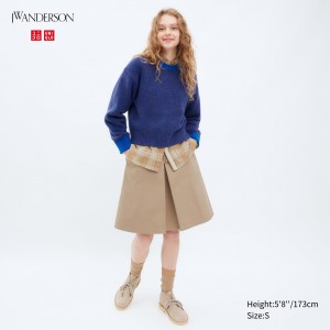 Falda Uniqlo Cotton Midi Skirt Mujer Beige | 473-NTPEMO