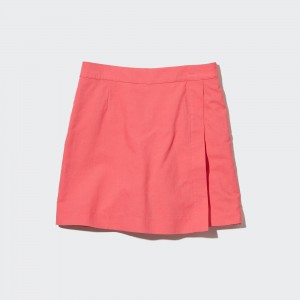 Falda Uniqlo Linen Blend Skort Mujer Rosas | 392-HMFTUI