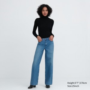 Jeans Uniqlo Low Rise Baggy Fit Jeans Mujer Azules | 652-YMXIUD