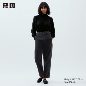 Jeans Uniqlo Straight Leg Jeans Mujer Gris Oscuro | 740-EJOIXK