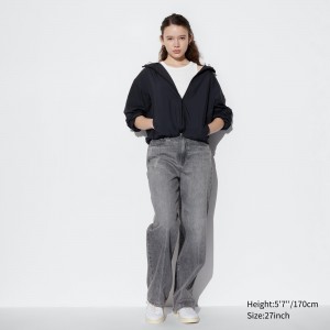 Jeans Uniqlo Wide Straight Leg Jeans Mujer Gris | 760-ZCYJMV