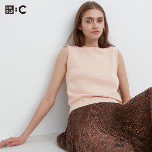 Jerséis Uniqlo 100pct Cashmere Crew Neck Cropped Sweater Vest Mujer Rosas | 156-GBJWSF