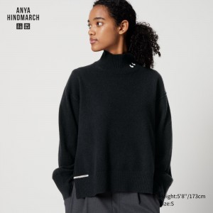 Jerséis Uniqlo 100pct Cashmere High Neck Jumper Mujer Negras | 916-NFDWJC