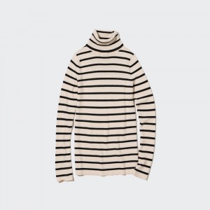 Jerséis Uniqlo 100pct Extra Fine Merino Ribbed Turtleneck Jumper Mujer Blancas | 198-CQUFZJ