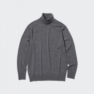 Jerséis Uniqlo 100pct Extra Fine Merino Turtleneck Jumper Hombre Gris | 107-IHGKSU