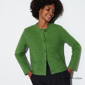 Jerséis Uniqlo Knitted Short Jacket Mujer Verde | 983-QOGZVT