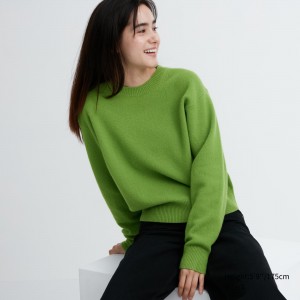 Jerséis Uniqlo Premium Lambswool Crew Neck Jumper Mujer Verde | 805-ONBMSW