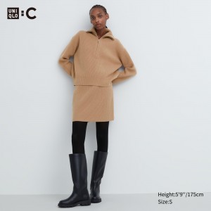 Jerséis Uniqlo Premium Lambswool Mini Skirt Mujer Beige | 548-RIFXOL