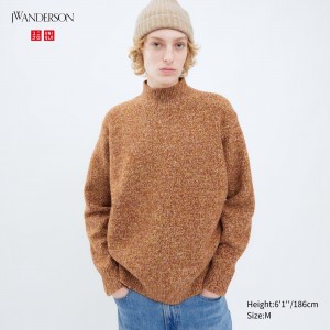 Jerséis Uniqlo Souffle Yarn Mock Neck Jumper Hombre Naranjas | 527-GFIPCL