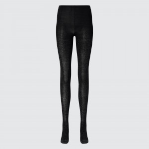 Mallas Uniqlo Heattech Glitter Knitted Thermal Tights Mujer Negras | 102-XIPHQF