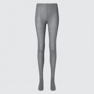 Mallas Uniqlo Heattech Ribbed Knitted Thermal Tights Mujer Gris | 401-LMBAXH