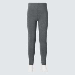 Pantalones Jogger Uniqlo Heattech Cotton Extra Warm Thermal Leggings Niños Gris Oscuro | 730-TBJSLV