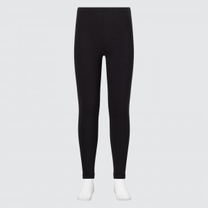 Pantalones Jogger Uniqlo Heattech Extra Warm Cotton Thermal Leggings Niños Negras | 820-TFBJWY