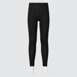 Pantalones Jogger Uniqlo Heattech Thermal Leggings Niños Negras | 901-ZEKYNT