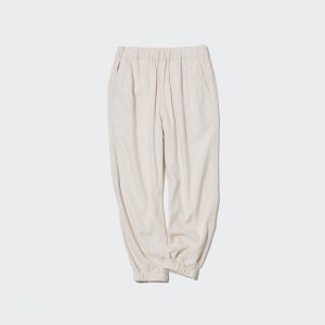 Pantalones Jogger Uniqlo Linen Blend Relaxed Fit Joggers Niños Beige | 452-JIOPHV