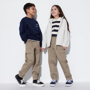 Pantalones Jogger Uniqlo Ultra Stretch Cargo Joggers Niños Beige | 243-GBVDYU