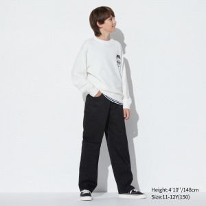 Pantalones Jogger Uniqlo Wide Leg Jeans Niños Negras | 407-XTHVUO