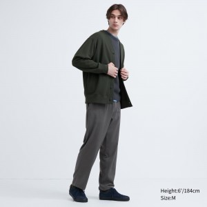 Pantalones Uniqlo Flannel Easy Ankle Length Trousers Hombre Gris | 345-VBRXSQ