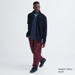 Pantalones Uniqlo Flannel Easy Patterned Ankle Length Trousers Hombre Rojas | 048-GSVBMK