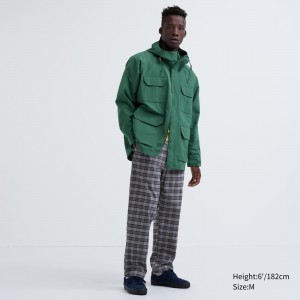Pantalones Uniqlo Flannel Easy Patterned Ankle Length Trousers Hombre Gris | 031-QIROXM