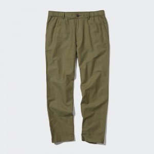 Pantalones Uniqlo Linen Blend Relaxed Fit Trousers Hombre Verde Oliva | 136-EXMTUA
