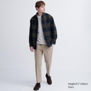 Pantalones Uniqlo Smart Cotton Like Ankle Length Trousers Hombre Beige | 921-XTIFGW