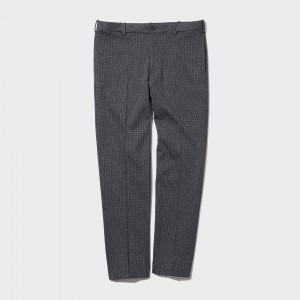 Pantalones Uniqlo Smart Gun Club Checked Ankle Length Trousers Long Hombre Gris | 628-UEADOT