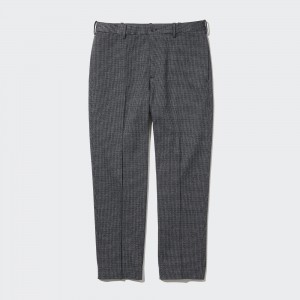 Pantalones Uniqlo Smart Gun Club Checked Ankle Length Trousers Hombre Gris | 194-PEUKNI